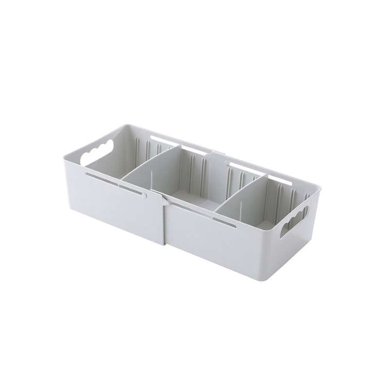 Retractable And Adjustable Three Pane Socks Storage Box(White)