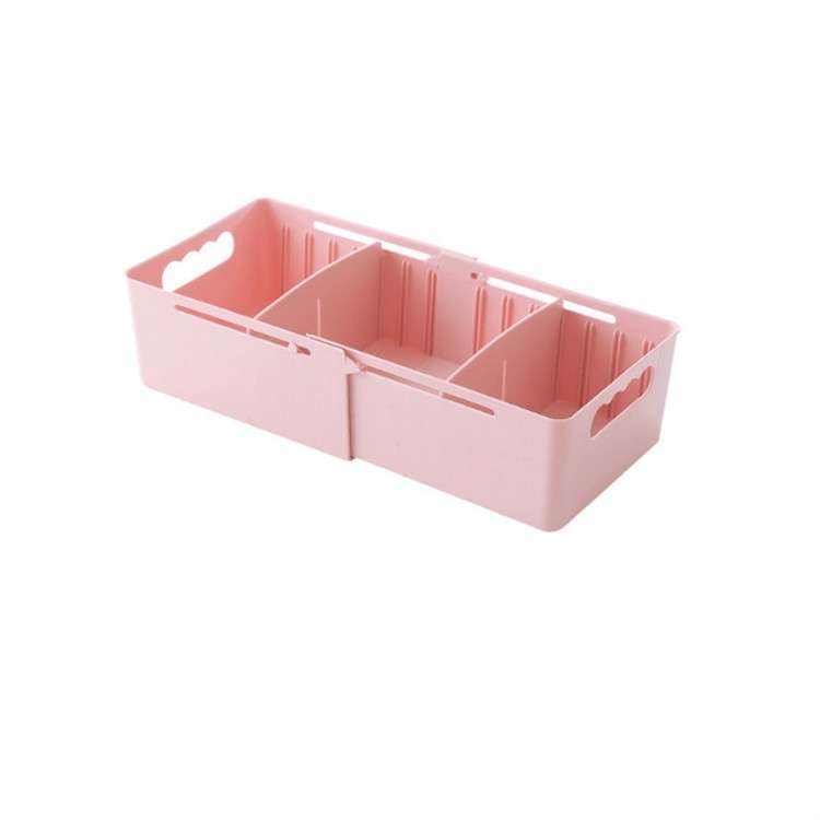 Retractable And Adjustable Three Pane Socks Storage Box(White)