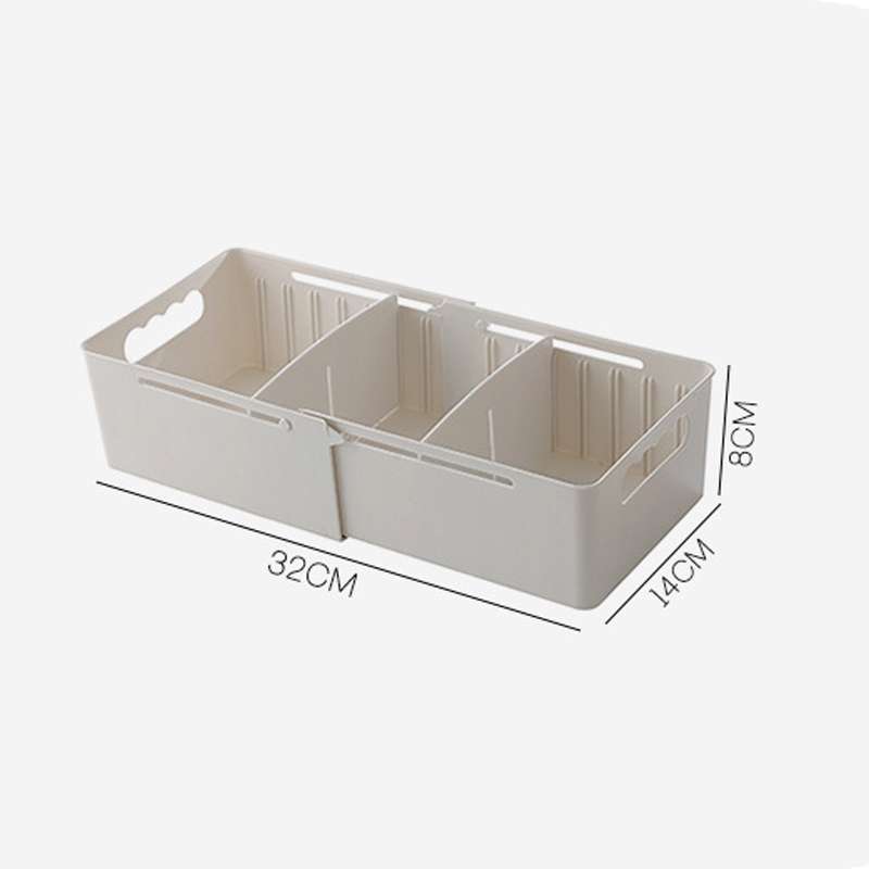 Retractable And Adjustable Three Pane Socks Storage Box(White)