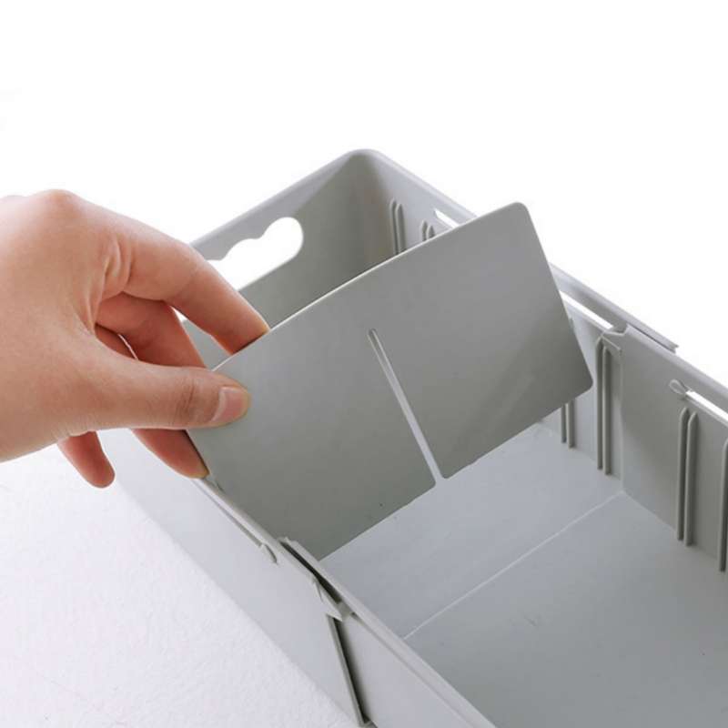 Retractable And Adjustable Three Pane Socks Storage Box(White)