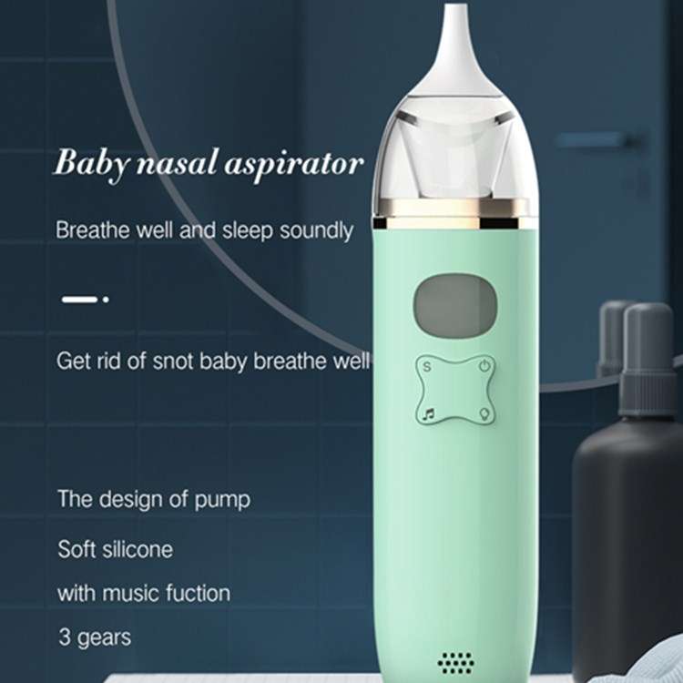 Music Baby Nasal Aspirator Newborn Electric Snot Cleaner(Light Green)