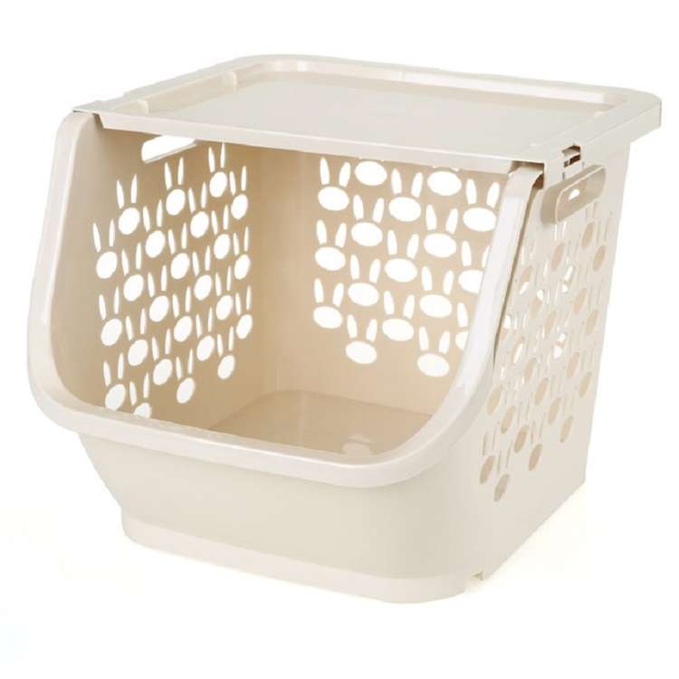 Stackable Kitchen Plastic Storage Basket Bathroom Shelf(Pink)