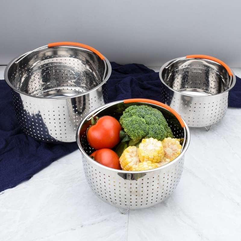 Stainless Steel Steaming Basket Plug-in Silicone Handle Pressure Cooker Steamer Kitchen Cooker Acces