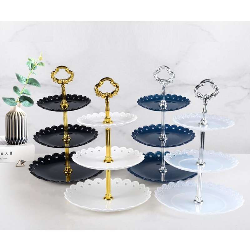 Party Birthday Three-layer Fruit Plate Cake Stand Dessert Storage Rack(Clear)
