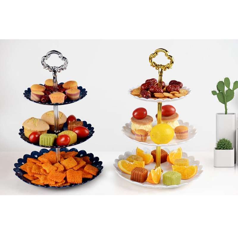 Party Birthday Three-layer Fruit Plate Cake Stand Dessert Storage Rack(Clear)
