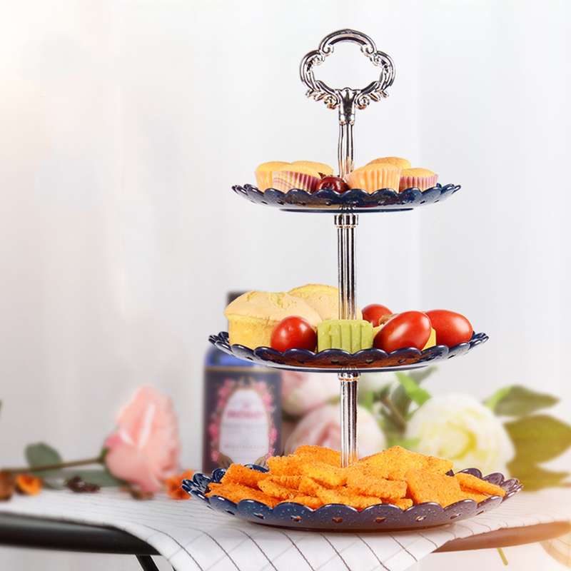 Party Birthday Three-layer Fruit Plate Cake Stand Dessert Storage Rack(Clear)