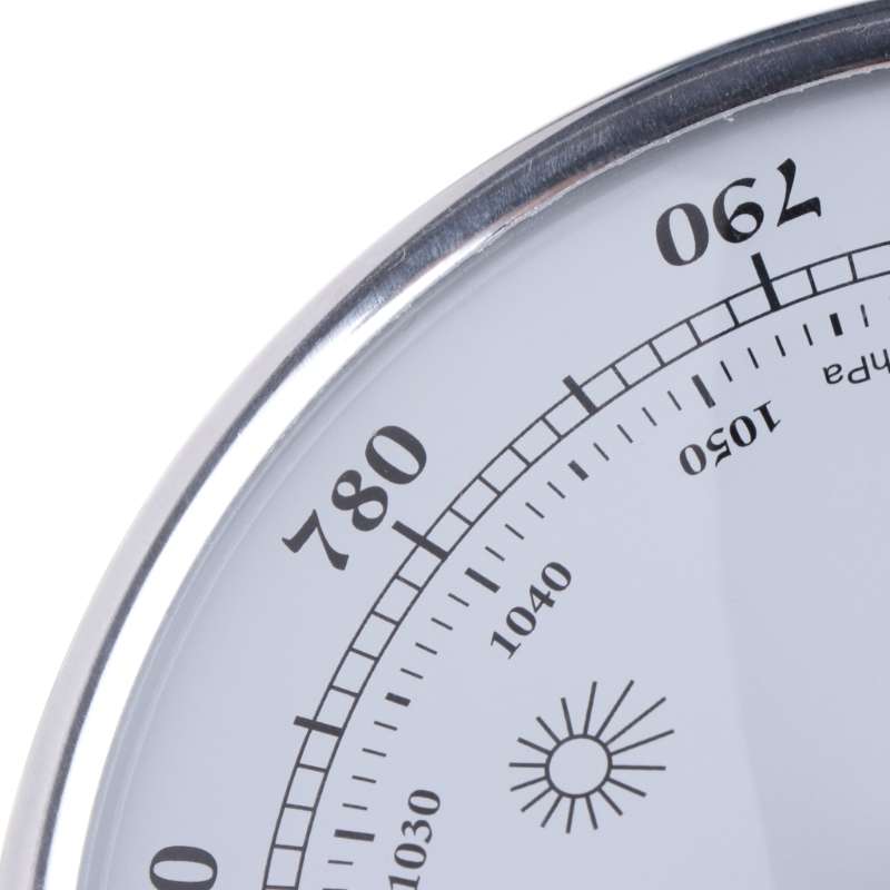 THB9392 Wall Hanging Household Weather Station Barometer Thermometer Hygrometer, 128mm (Silver)
