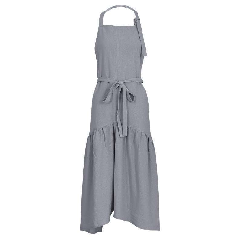 Cotton Linen Fishtail Long Slim Fit Apron Florist Manicure Shop Overalls(Pink)