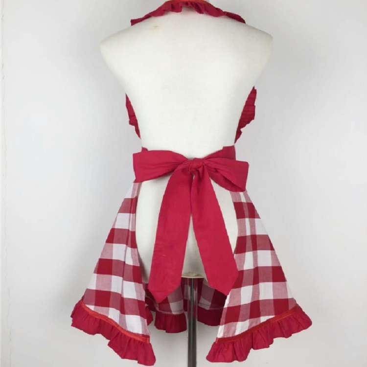 Retro Cotton Big Plaid Big Swing Apron(Black White Grid)