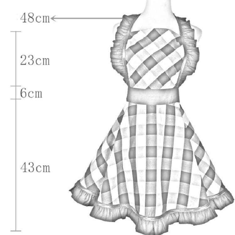 Retro Cotton Big Plaid Big Swing Apron(Black White Grid)