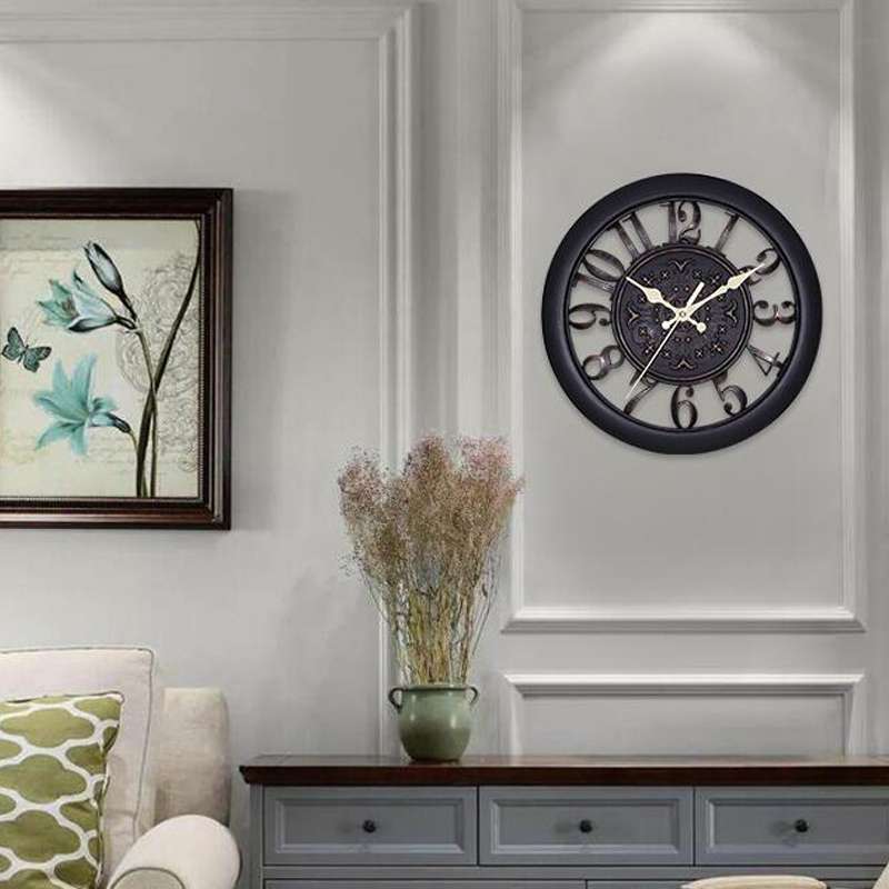 Home Round Retro Living Room Quartz Wall Clock(Antique Copper)