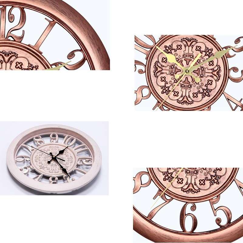 Home Round Retro Living Room Quartz Wall Clock(Antique Copper)