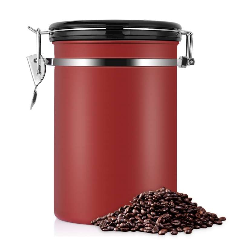 Coffee Container Stainless Steel Tea Storage Chests Black Kitchen Sotrage Canister Coffee Tea Caddie