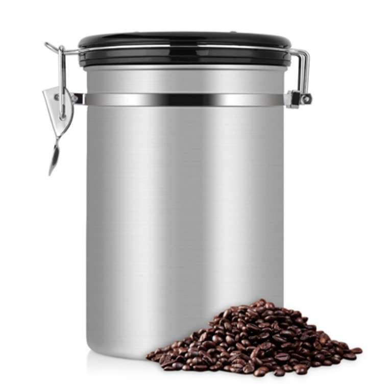 Coffee Container Stainless Steel Tea Storage Chests Black Kitchen Sotrage Canister Coffee Tea Caddie