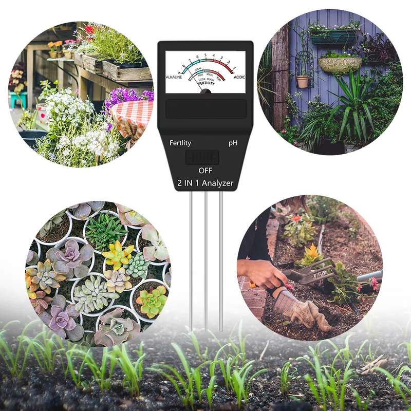 2 in 1 Soil PH Meter Fertility Tester Instrument Gardening Tools with 3 Probes