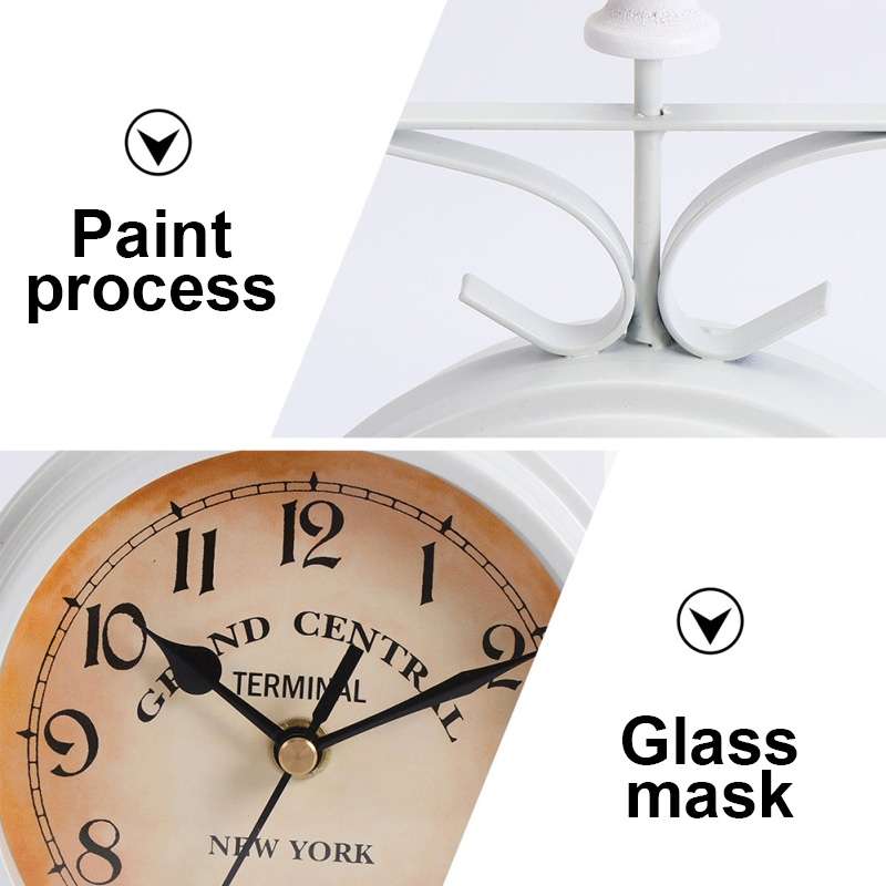 Wrought Iron Clock Vintage Decorative Double-sided Wall Clock(Black)