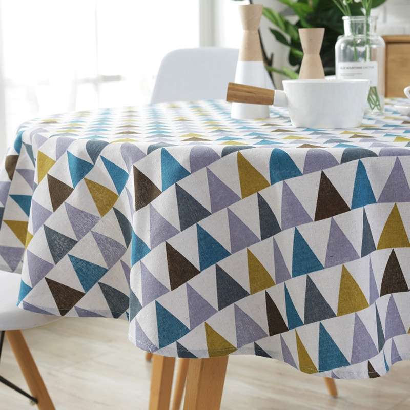 Polyester Cotton Round Tablecloth Dust-proof Cotton and Linen Printing Tablecloth, Diameter:100cm(Gr