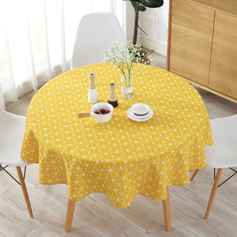Polyester Cotton Round Tablecloth Dust-proof Cotton and Linen Printing Tablecloth, Diameter:150cm(Co