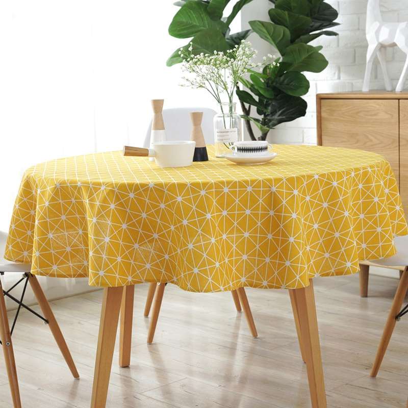 Polyester Cotton Round Tablecloth Dust-proof Cotton and Linen Printing Tablecloth, Diameter:150cm(Co