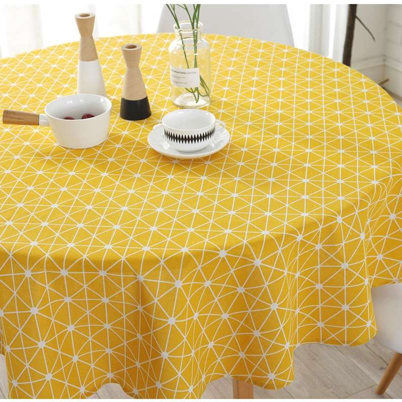 Polyester Cotton Round Tablecloth Dust-proof Cotton and Linen Printing Tablecloth, Diameter:150cm(Co