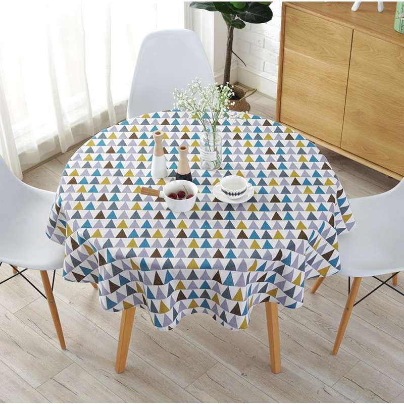 Polyester Cotton Round Tablecloth Dust-proof Cotton and Linen Printing Tablecloth, Diameter:150cm(Co