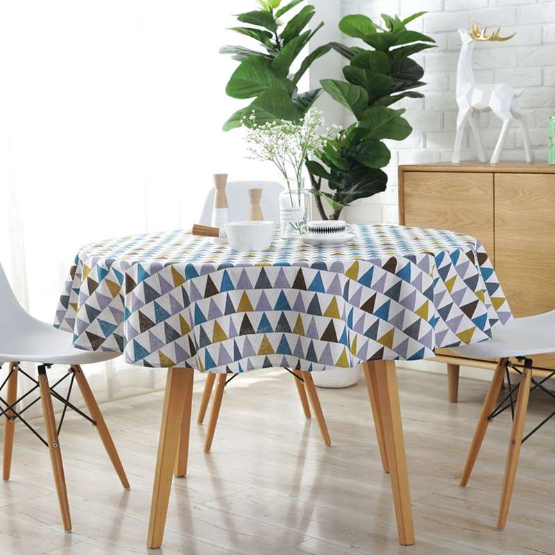 Polyester Cotton Round Tablecloth Dust-proof Cotton and Linen Printing Tablecloth, Diameter:150cm(Co