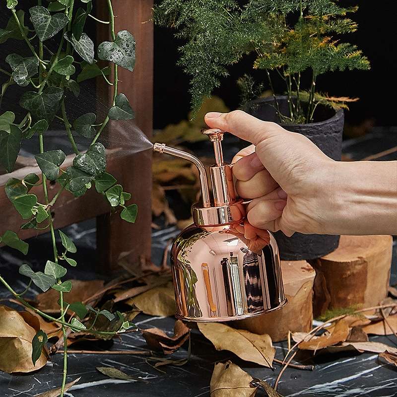 Vintage Brass Gardening Meaty Small Watering Can (Gold)