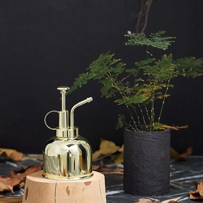 Vintage Brass Gardening Meaty Small Watering Can (Gold)