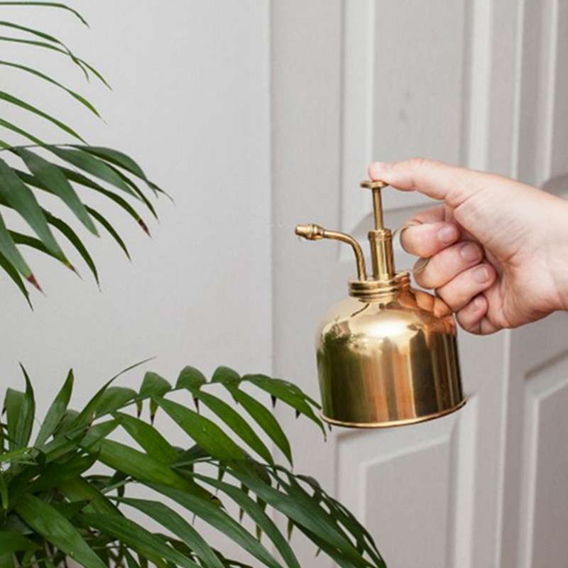 Vintage Brass Gardening Meaty Small Watering Can (Gold)