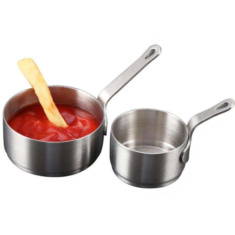 Stainless Steel Sauce Handle Mini Pot Seasoning Tools, Size:L(Silver)