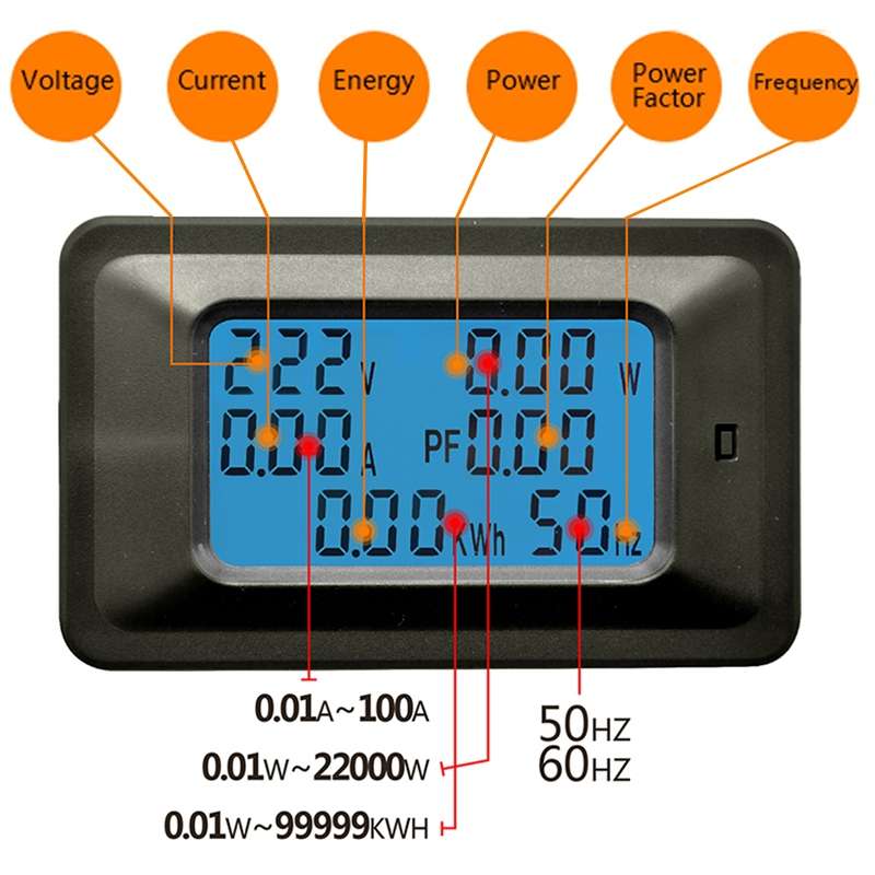 100A Household Multifunctional Watt-hour Meter AC Digital Voltage and Current Meter Power Monitor
