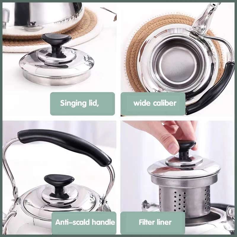 Stainless Steel Whistle Kettle for Induction Cooker Home Classical Piano Sound Singing Pot without M
