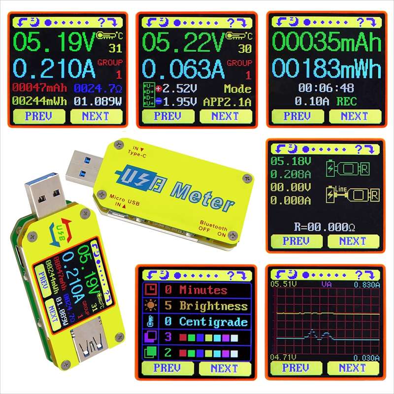 USB 3.0 Color Display Screen Tester Voltage-current Measurement Type-C Meter, Support Android APP, M