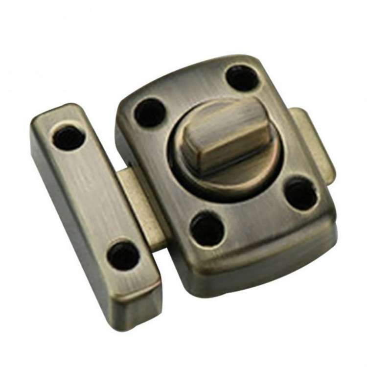 Universal Door Latch Security Sliding Door Lock with Screws, Size:S(Antique Bronze)
