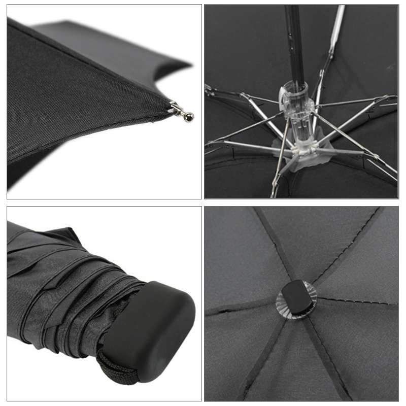 Mini Capsule Pocket Umbrella Windproof Foldable Travel Compact Umbrella(Black)