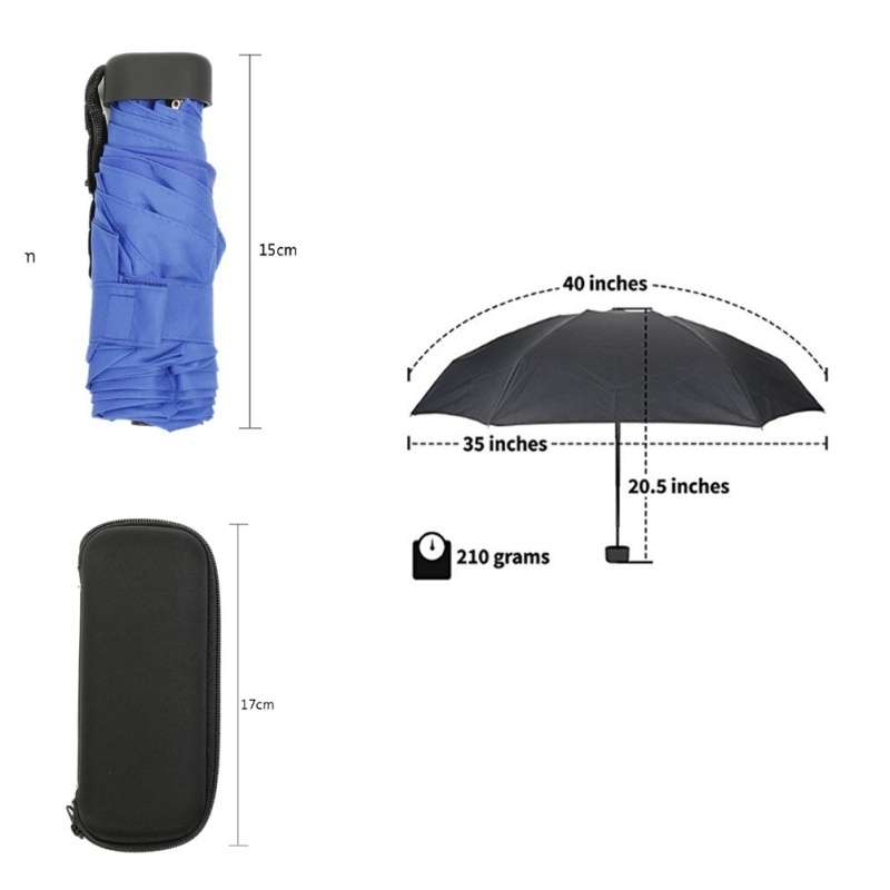 Mini Capsule Pocket Umbrella Windproof Foldable Travel Compact Umbrella(Black)