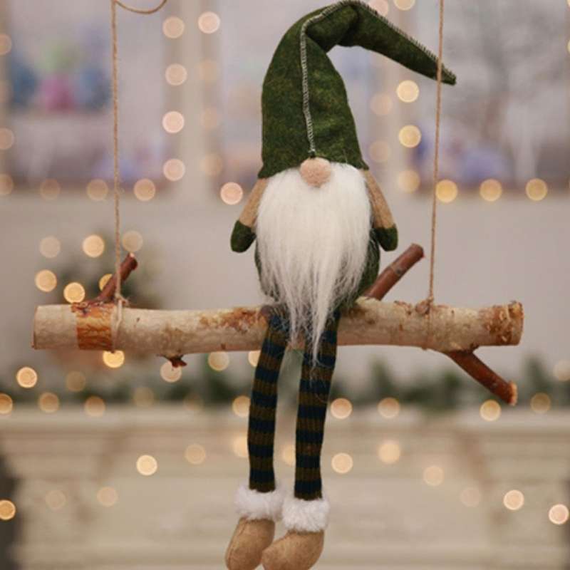 Cute Sitting Faceless Long-legged Elf Doll Christmas Decoration(Grey)