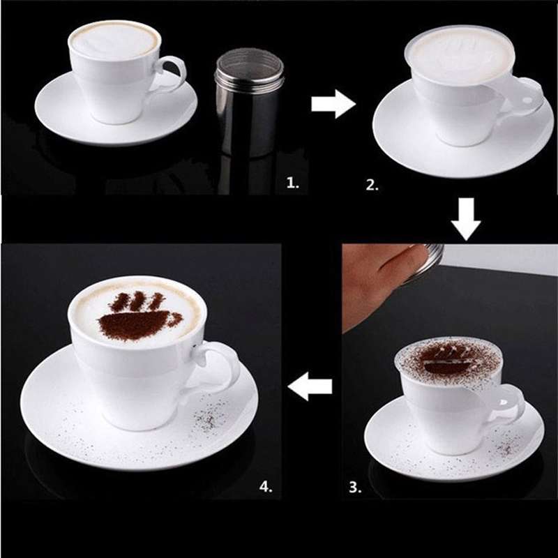 32 PCS Coffee Stencil Filter Coffee Maker Cappuccino Mold Templates Strew Flowers Pad Spray Art Baki