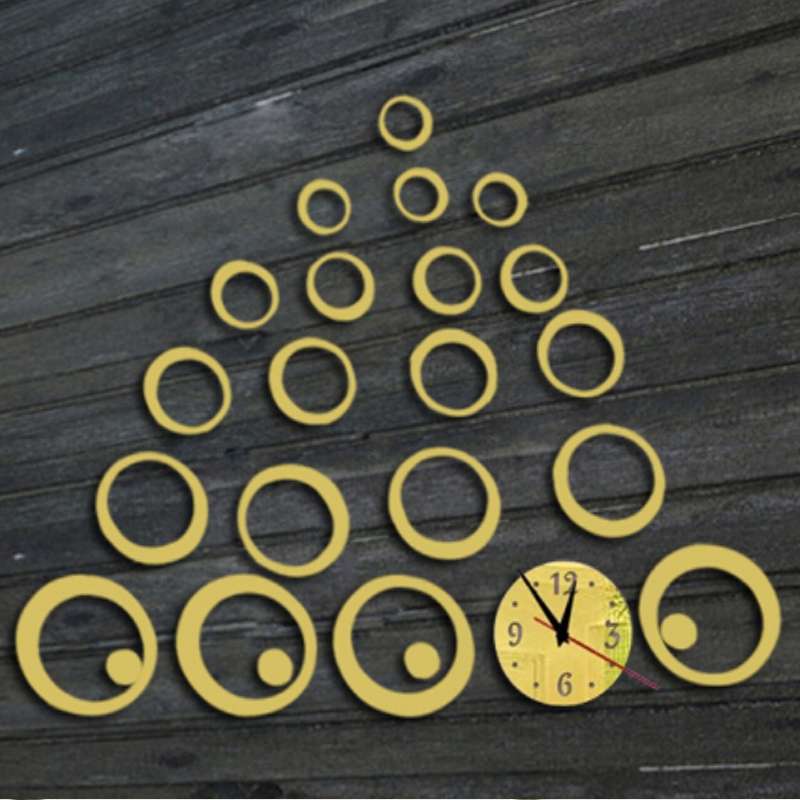 Wall Clock 3D Three-dimensional Acrylic Fashion Mirror Wall Stickers Clock DIY Circle Combination De