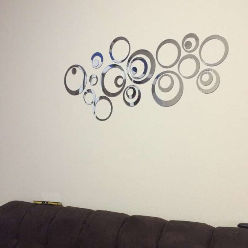 Wall Clock 3D Three-dimensional Acrylic Fashion Mirror Wall Stickers Clock DIY Circle Combination De