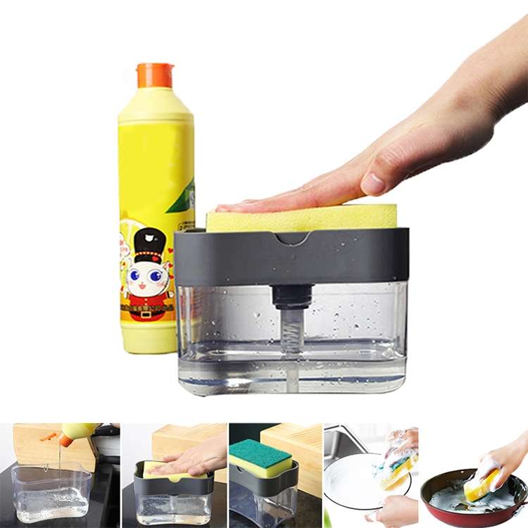 Press Soap Dispenser Kitchen Detergent Wash Presser(Gray)