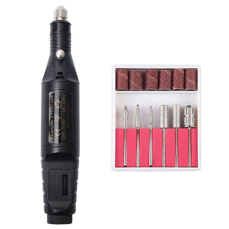 1 Set Power Professional Electric Manicure Machine Pen Pedicure Nail File Nail Tools 6 bits Drill Na