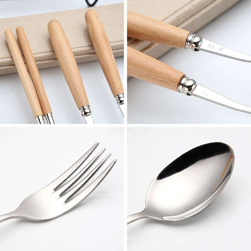 3 in 1 Spoon Chopsticks Fork Cutlery Set Three-piece Creative Work Students Portable Tableware(Two-p