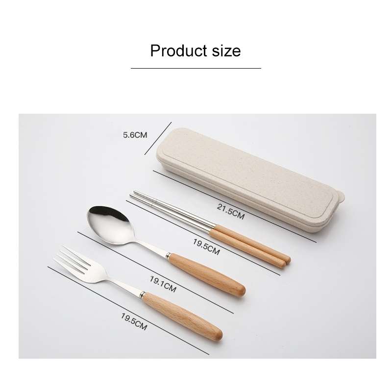 3 in 1 Spoon Chopsticks Fork Cutlery Set Three-piece Creative Work Students Portable Tableware(Two-p