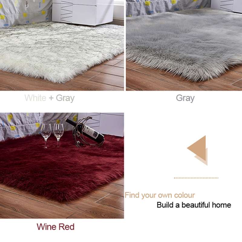 Luxury Rectangle Square Soft Artificial Wool Sheepskin Fluffy Rug Fur Carpet, Size:80x180cm(Gray)