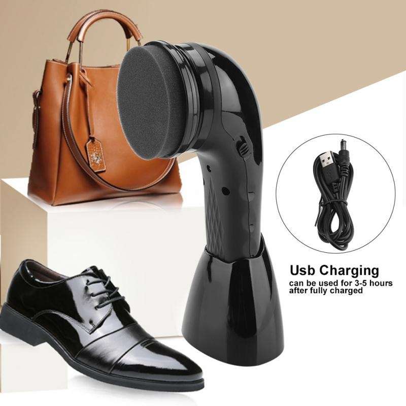 USB Rechargeable Electric Shoe Shine Multifunctional Handheld Leather Shoe Washer Care Shine(Black)