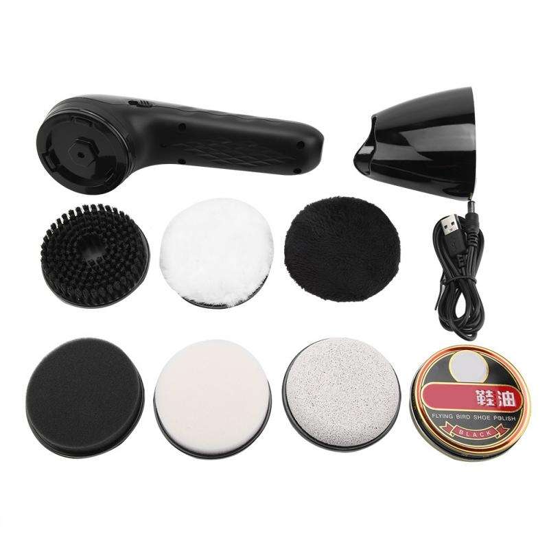 USB Rechargeable Electric Shoe Shine Multifunctional Handheld Leather Shoe Washer Care Shine(Black)