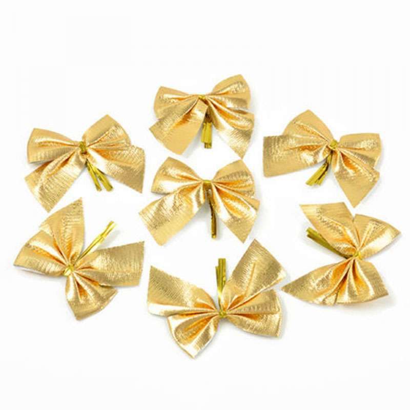 12 PCS Flocked Bow Christmas Tree Decoration(red)