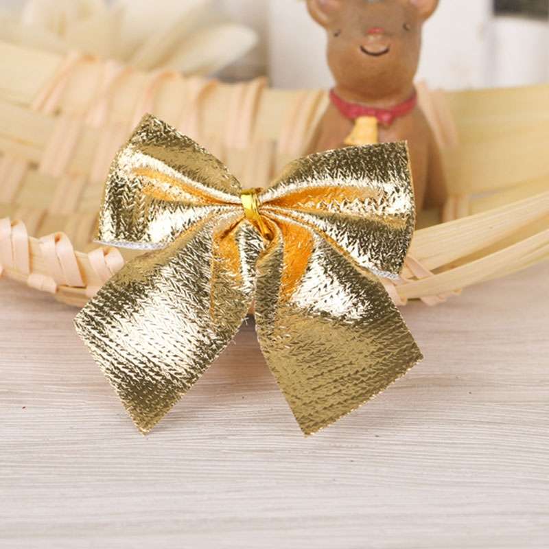 12 PCS Flocked Bow Christmas Tree Decoration(red)