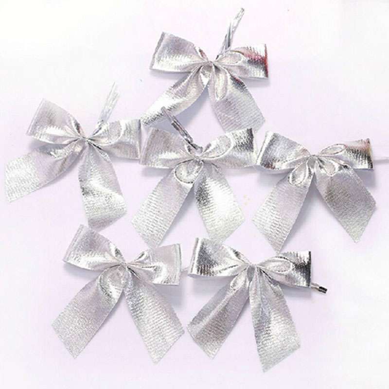 12 PCS Flocked Bow Christmas Tree Decoration(red)